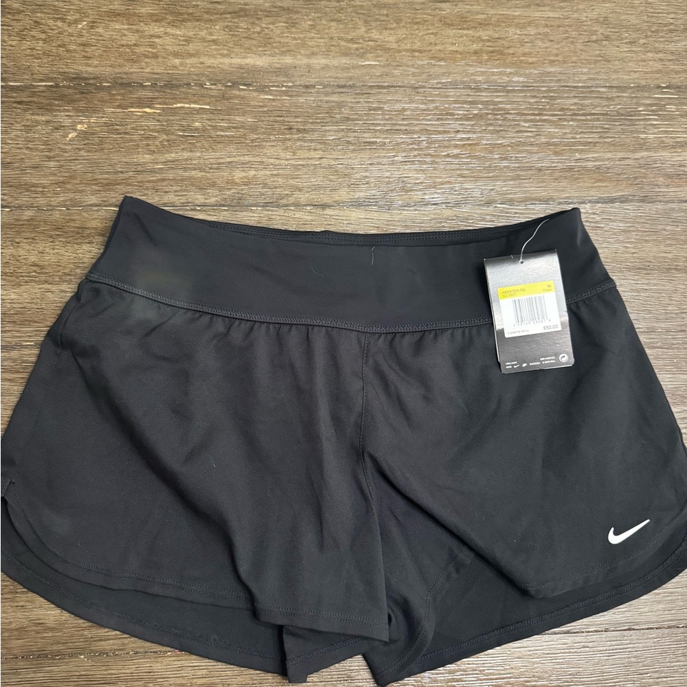 Nike Black Athletic Shorts with White Swoosh